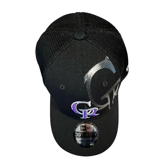 New Era Colorado Rockies 3930 Flexfit Black‎ MLB  Baseball Cap Hat Large-Xlarge - Picture 2 of 8